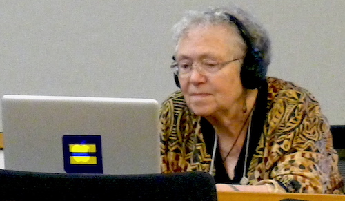 Mary Catherine Bateson ASC 2014 at computer